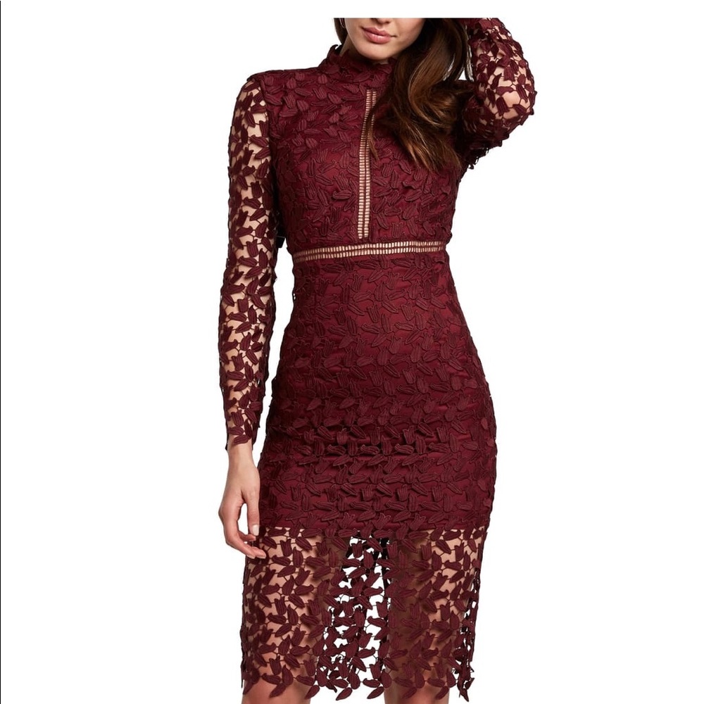 Bardot Alberta lace long sleeve body-con dress